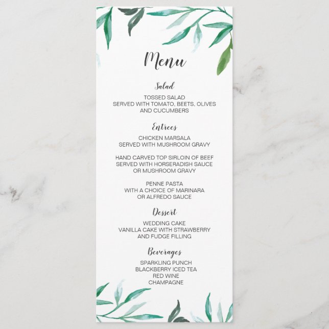 2-sided Branch Boho Wedding Menu Card (Front)