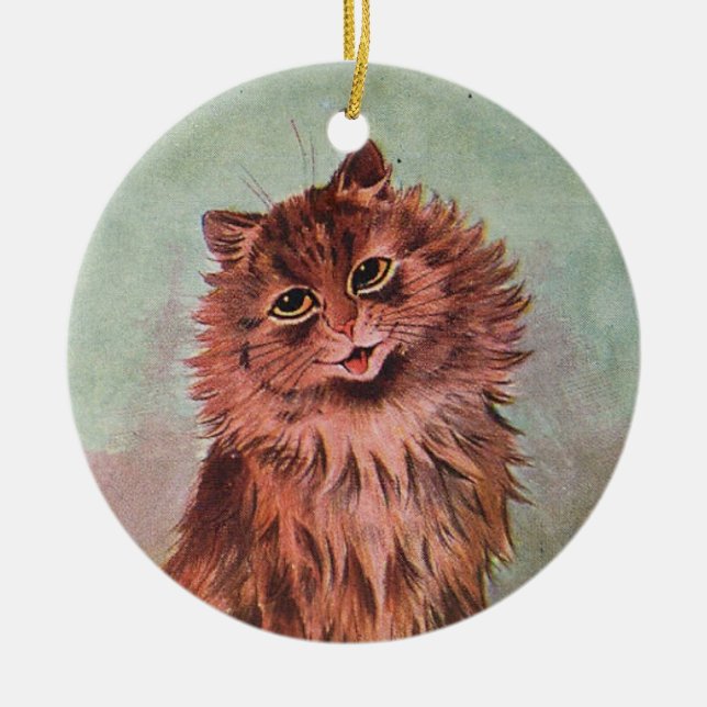 2-Sided Brown Tabby Cats • Louis Wain • Ornament  (Front)