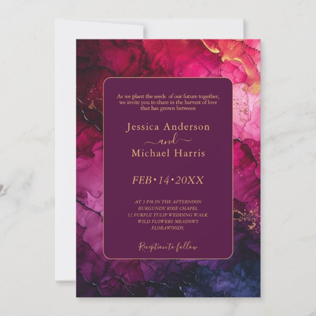 2 sided Celestial Elegance - The Marble Symphony Invitation (Front)