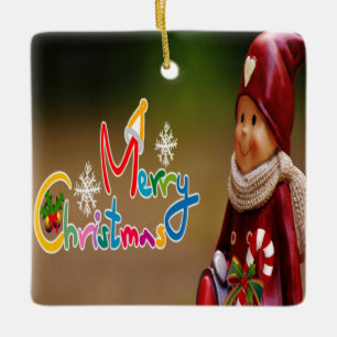 2 sided Christmas Elf greetings Ceramic Ornament