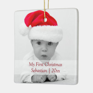 2 sided Christmas Red Text Personalized Ceramic Tree Decoration
