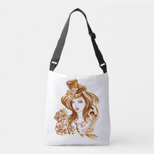 2 Sided Coffee Art Cross Body Bag w/ Pockets