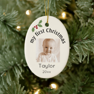 2-Sided Create Your Own, Photo My 1st Christmas Ceramic Tree Decoration