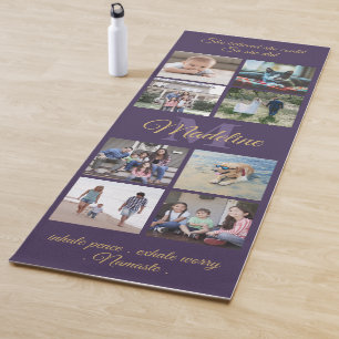 2 Sided Custom Mantra Purple & Gold Monogram Photo Yoga Mat