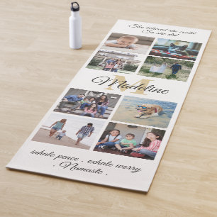 2 Sided Custom Mantra White & Gold Monogram Photo Yoga Mat