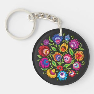 2 sided, custom text Polish folklore composition Key Ring