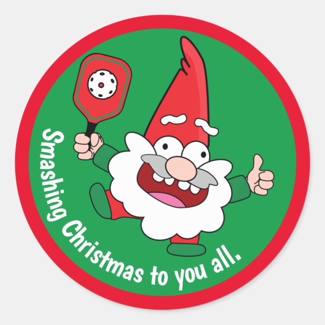 🎅🤶2 sided customisable  Christmas pickleball  Classic Round Sticker (Front)