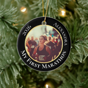 2-Sided Customisable Photo Sports Marathon Running Ceramic Tree Decoration