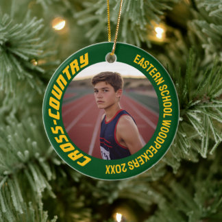 2-Sided Customisable Sports Cross-Country Photo Ceramic Tree Decoration