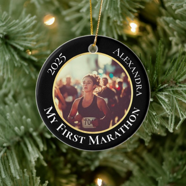 2-Sided Customizable Photo Sports Marathon Running Ceramic Tree Decoration (Tree)