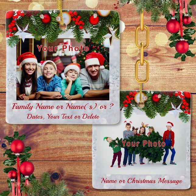 2 Sided, Family Photo Ornament, Personalised Ceramic Ornament (Personalised Family Christmas ornament. Personalized photo Christmas ornaments. Family Ornaments. )