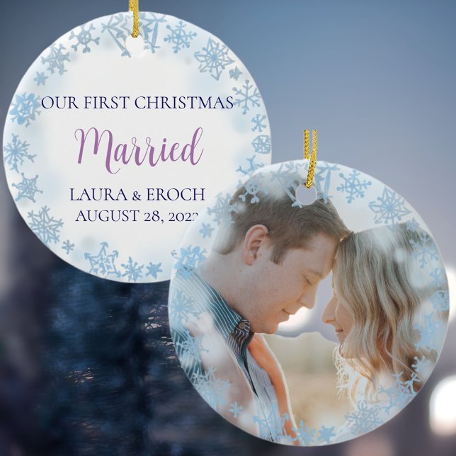 2-sided First Christmas Married Photo  Ceramic Tree Decoration (Creator Uploaded)