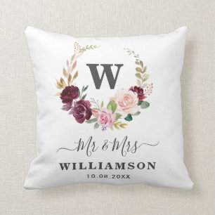 2 sided floral wedding Throw Pillow