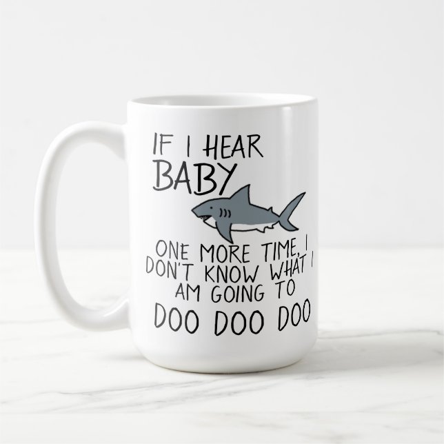 2 sided: Funny Baby Shark / Mum Shark Mug (Left)