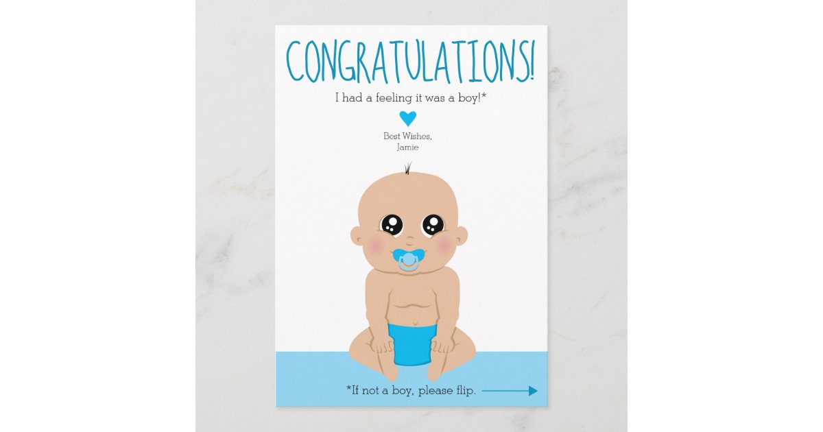 2 sided funny gender reveal congratulations card zazzlecouk