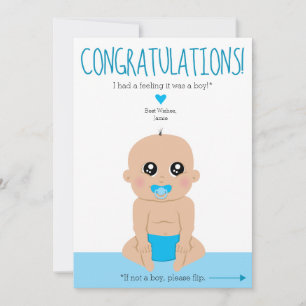 2-Sided Funny Gender Reveal Congratulations Card