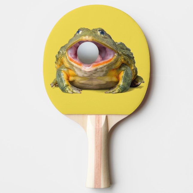 2-Sided Funny Wide Mouth Frog With Ball in Mouth Ping Pong Paddle (Front)