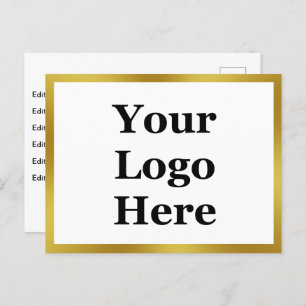 2-Sided Gold and White Template Your Logo Here Postcard