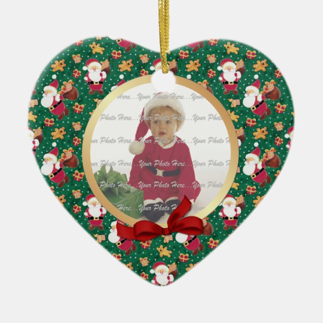 2 Sided - Ist Christmas Santa Baby Photo Ceramic Tree Decoration (Front)