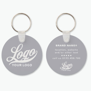 2 sided Logo & Name on Gray Company Business Key Ring
