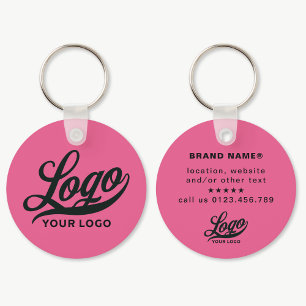 2 sided Logo & Name on Hot Pink Company Business Key Ring