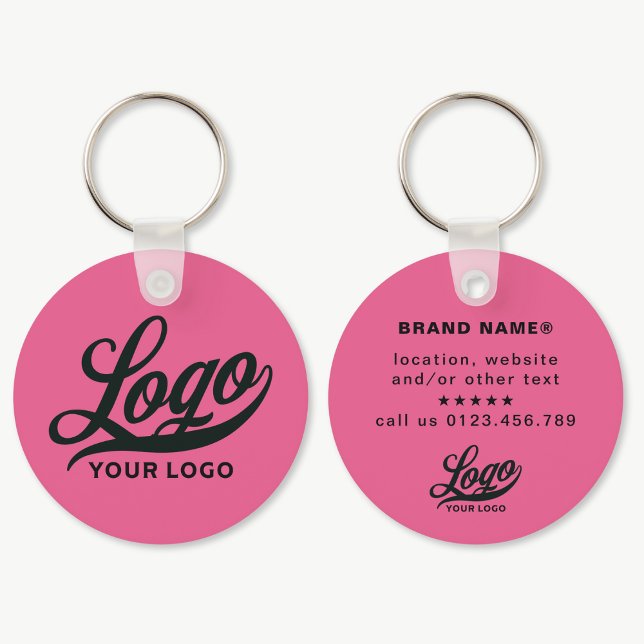 2 sided Logo & Name on Hot Pink Company Business Key Ring (Creator Uploaded)