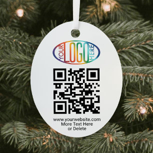 2 Sided Logo & QR Code Business Promotional Oval Metal Tree Decoration