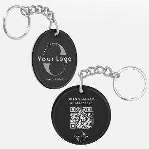 2 sided Logo & QR Code on Black Company Business Key Ring