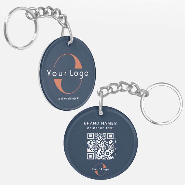 2 sided Logo & QR Code on Blue Company Business Key Ring (Creator Uploaded)