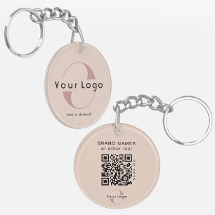 2 sided Logo & QR Code on Blush Company Business Key Ring