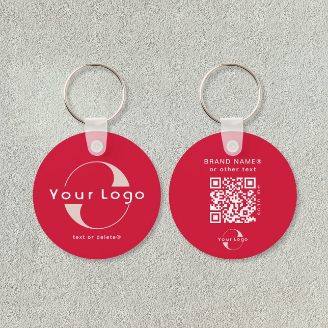2 sided Logo & QR Code on Cherry red Business  Key Ring (Creator Uploaded)