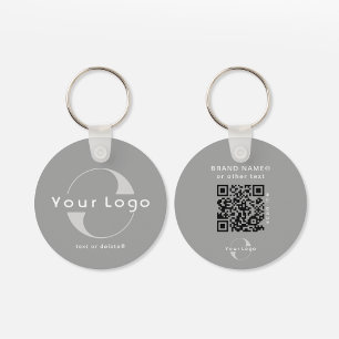 2 sided Logo & QR Code on Grey Company Business Ke Key Ring
