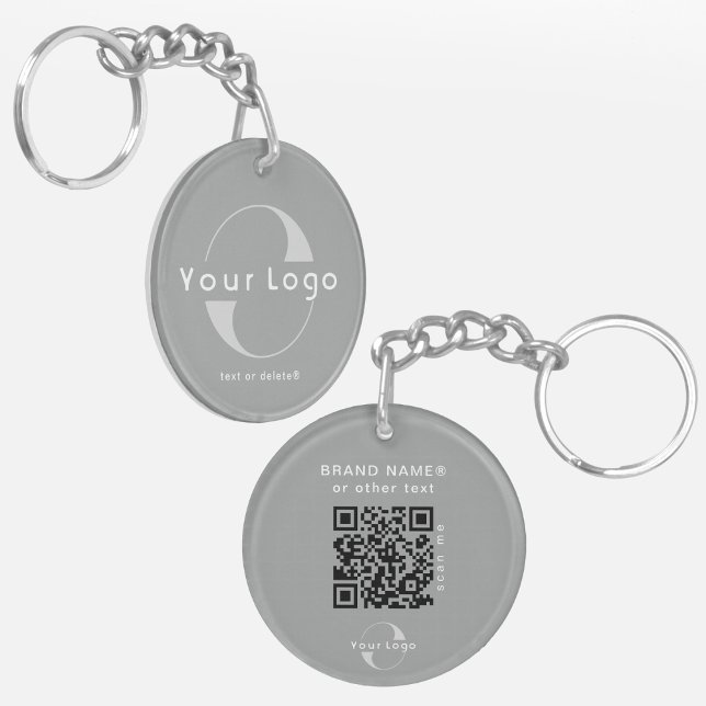 2 sided Logo & QR Code on Grey Company Business Key Ring (Creator Uploaded)