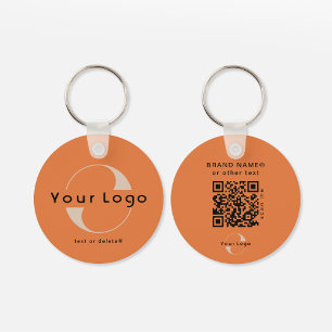 2 sided Logo & QR Code on Orange Company Business  Key Ring