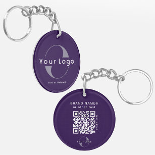 2 sided Logo & QR Code on Purple Company Business Key Ring