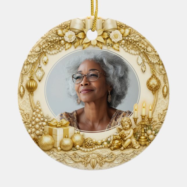 2 sided Memorial Christmas  Ceramic Tree Decoration (Front)