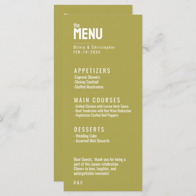 2 sided MENU + DRINKS Minimalist Bold  (Front/Back)