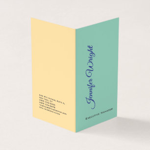 2 sided minimalist unique modern teal beige plain business card