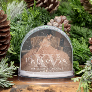2 Sided Mis XV Años Quinceañera Photo Keepsake Snowglobe
