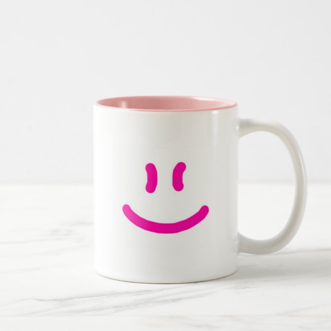 2-Sided More Happy/Smile-pink Two-Tone Coffee Mug (Right)