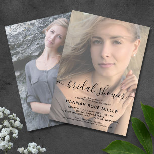 2 Sided Photo Bridal Shower Wedding Faux Vellum Invitation