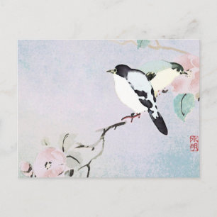 2 SIDED PRINT Relaxing Birds ~ Postcard Asian