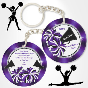 2 Sided, Purple, White, Black, Cheer Keychains