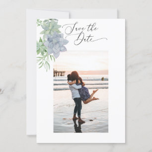2 Sided Save the Date Photo Card - Succulents
