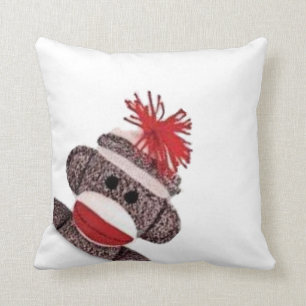 2 sided Sock Monkey Throw Pillow Home Decor