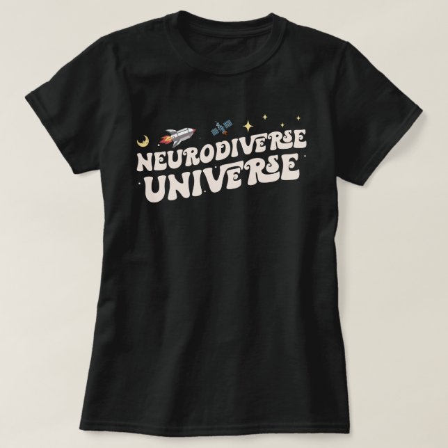 2 Sided Solar System Autism Neurodiverse Universe T-Shirt (Design Front)