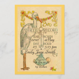 2 Sided Vintage Style Birth Announcement