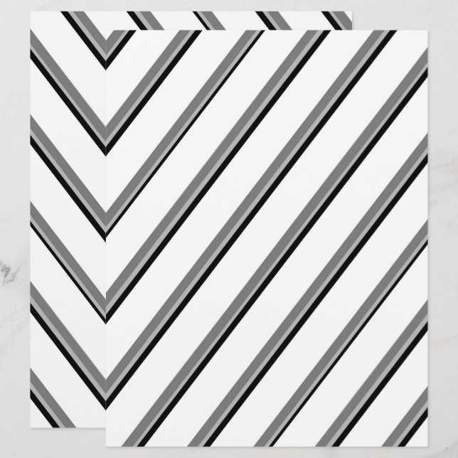 2-Sided W&B Diagonal Stripes Scrapbook Page (Front/Back)