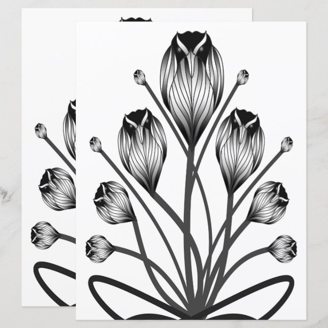 2-Sided W&B Tulip Owlsprey H&S Scrapbook Page (Front/Back)