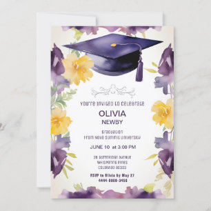 2 sided Watercolor Graduation party invitation